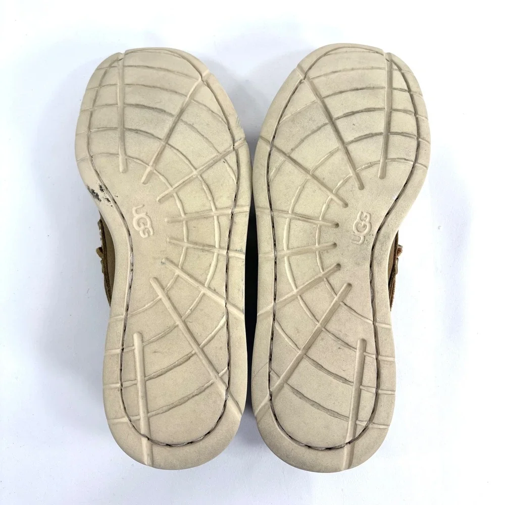 UGG Boat Shoes Brown Pebbled Leather Loafers 1101501 Mens 8‎ Wom 9.5